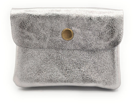 Porte-monnaie Aponi cuir irisé italien ~ Argenté