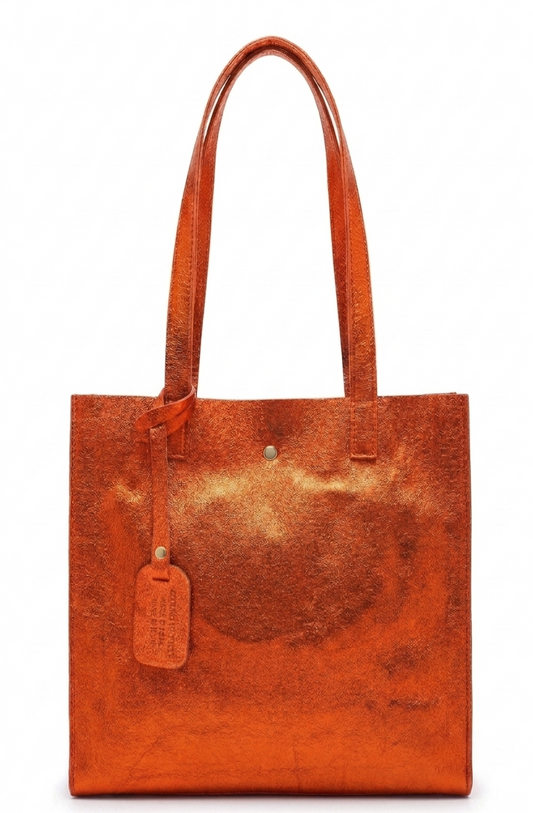 Sac shopper Dena en cuir irisé ~ Orange