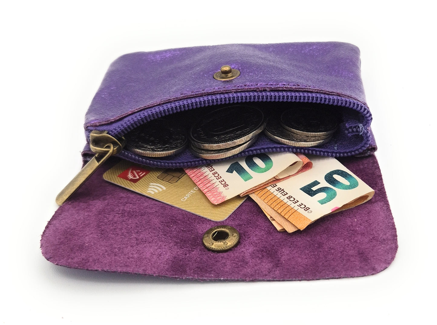 Aponi iridescent leather purse ~ Purple