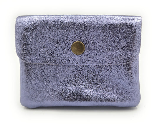 Porte-monnaie Aponi cuir irisé italien ~ Lavande