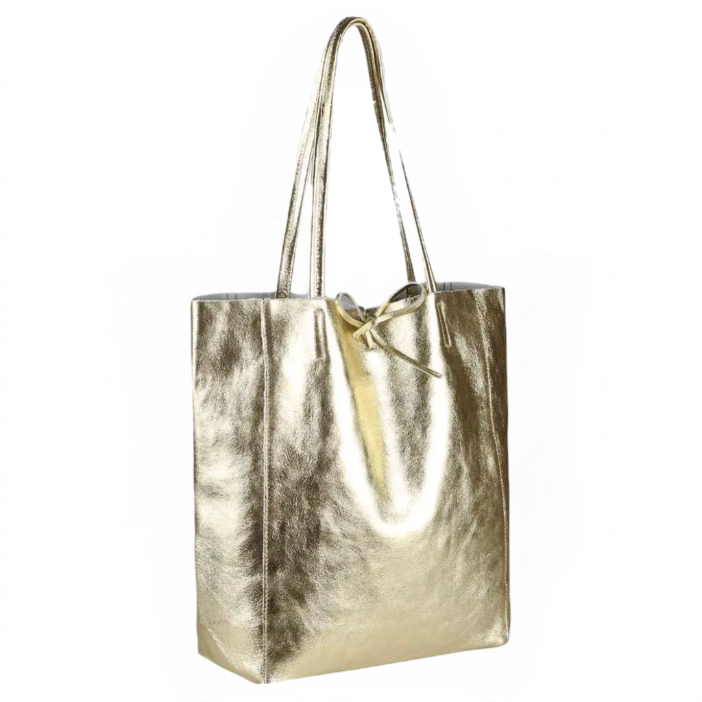 Sac shopper cuir irisé Taima ~ Doré
