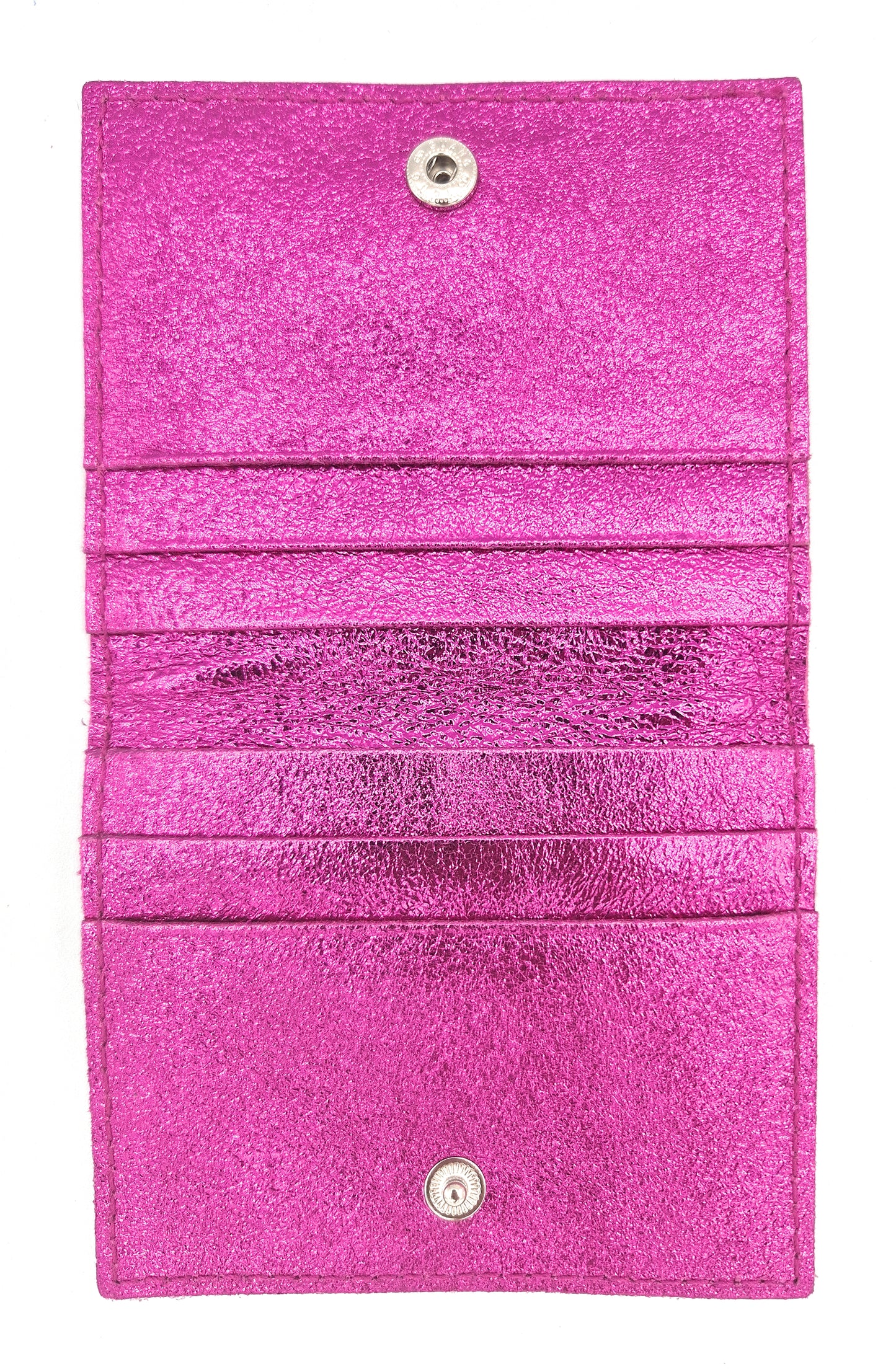 Porte-cartes Asha en cuir irisé italien ~ Fuchsia