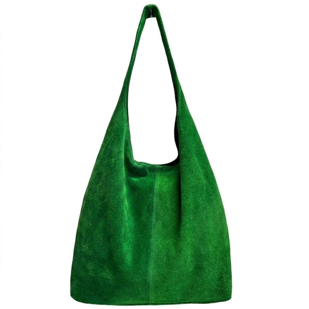 Sac cabas hobo cuir suédé Lulu ~ Vert émeraude
