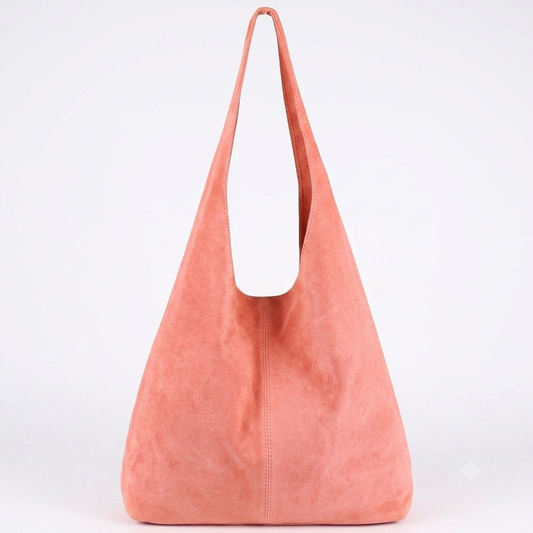 Sac cabas hobo cuir suédé Lulu ~ Corail