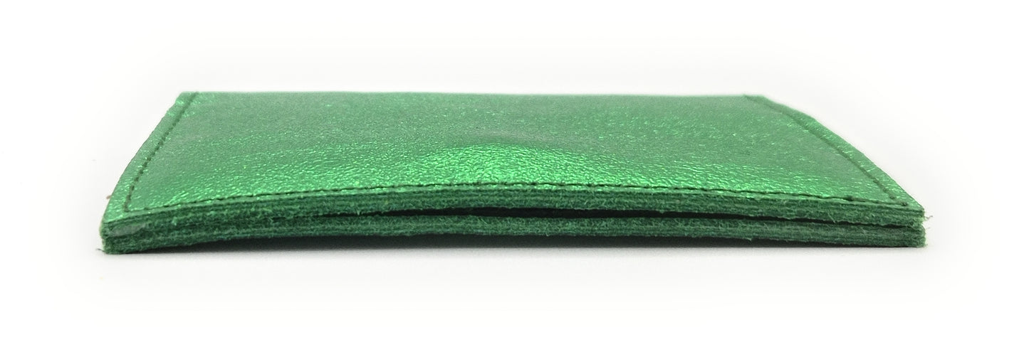 Porte-cartes Asha en cuir irisé italien ~ Vert émeraude