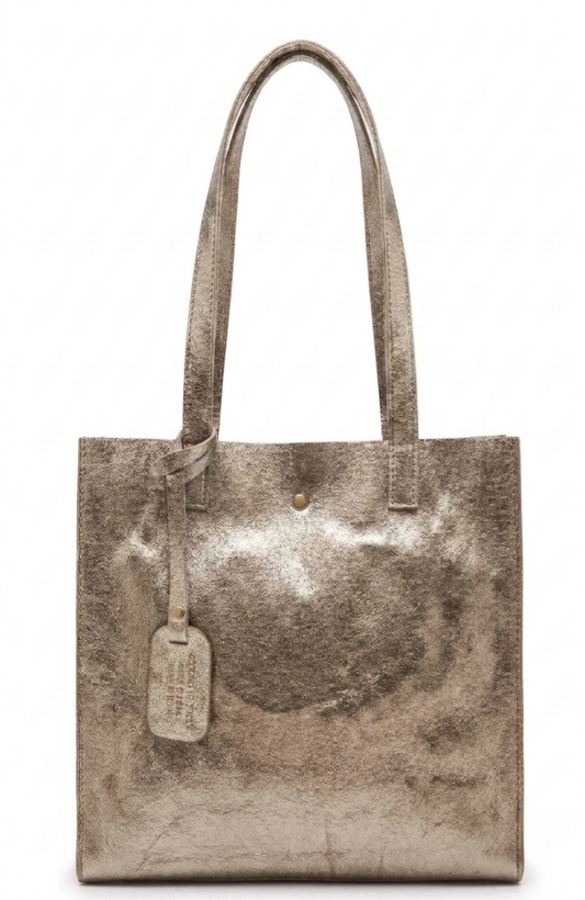 Sac shopper Dena en cuir irisé ~ Étain