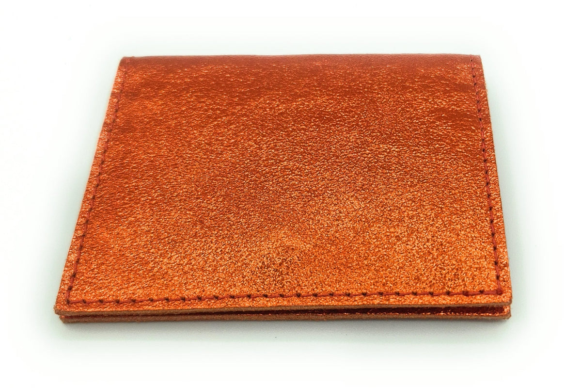 Porte-cartes Asha en cuir irisé italien ~ Orange