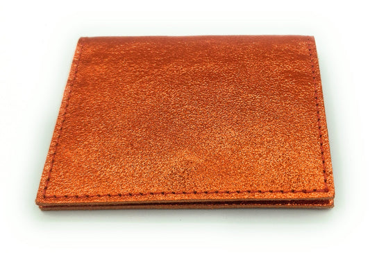 Porte-cartes Asha en cuir irisé italien ~ Orange