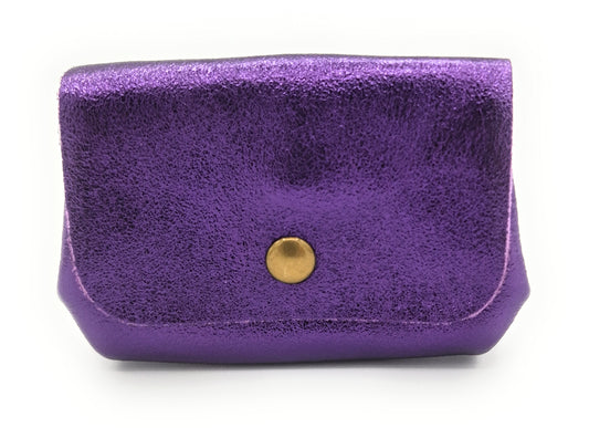 Porte-monnaie en cuir irisé Etania ~ Violet