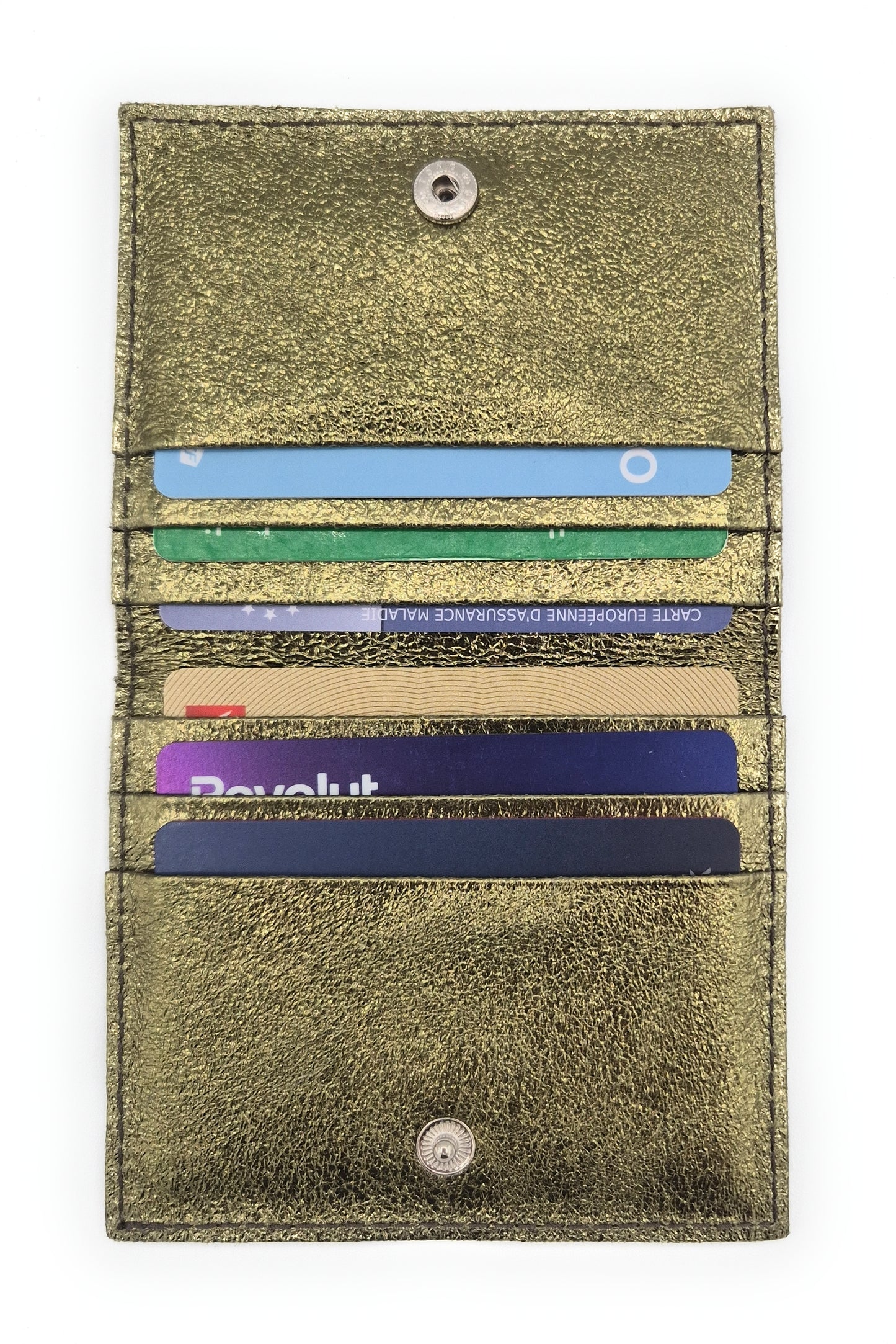 Porte-cartes Asha en cuir irisé italien ~ Kaki