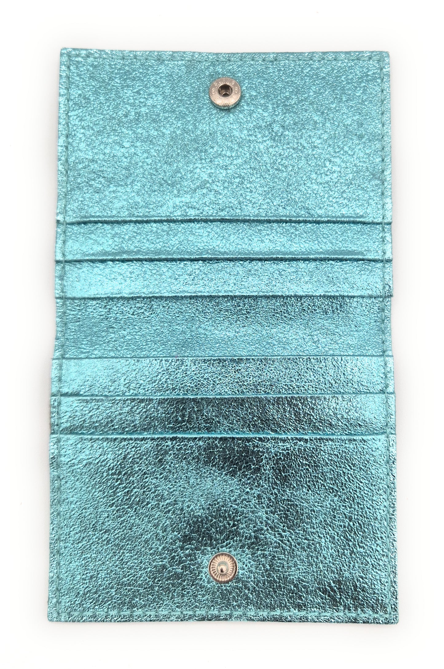 Porte-cartes Asha en cuir irisé italien ~ Turquoise