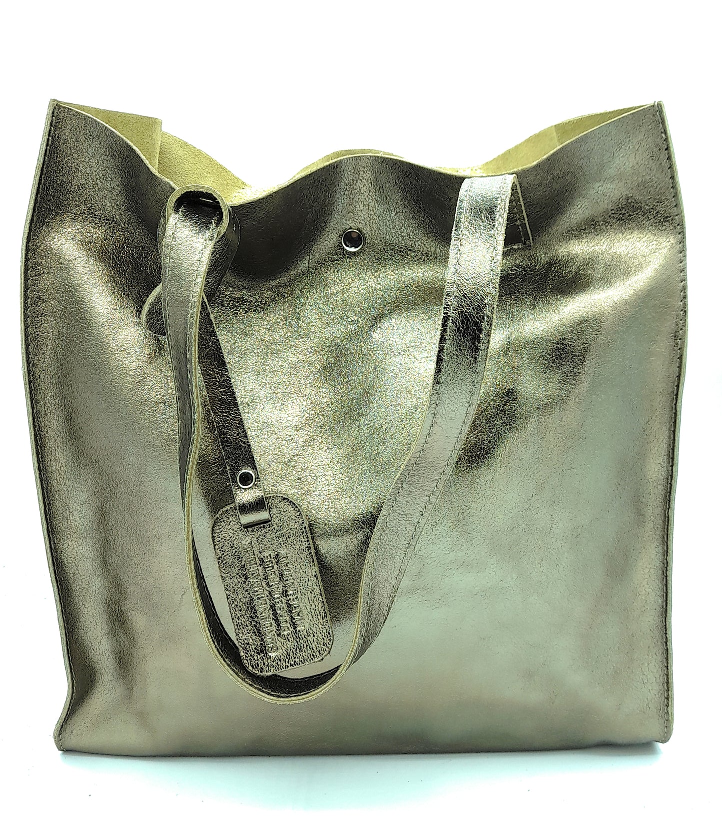 Sac shopper Dena en cuir irisé ~ Étain