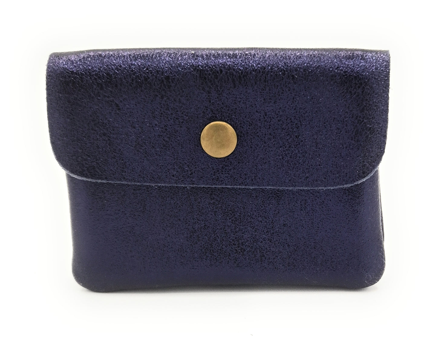 Porte-monnaie Aponi cuir irisé italien ~ Bleu nuit