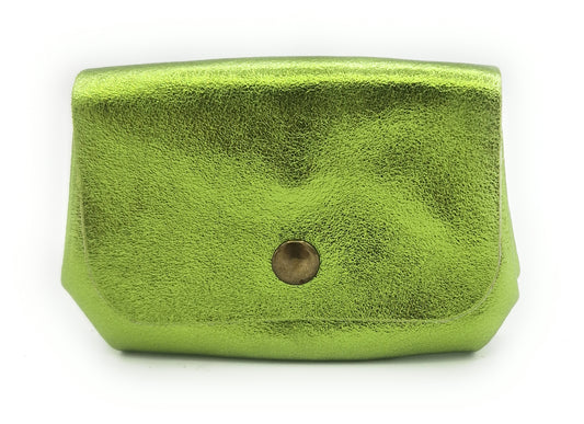 Porte-monnaie en cuir irisé Etania ~ Vert kiwi
