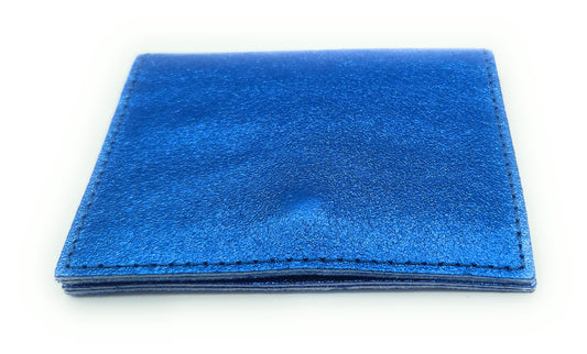 Porte-cartes Asha en cuir irisé italien ~ Bleu royal