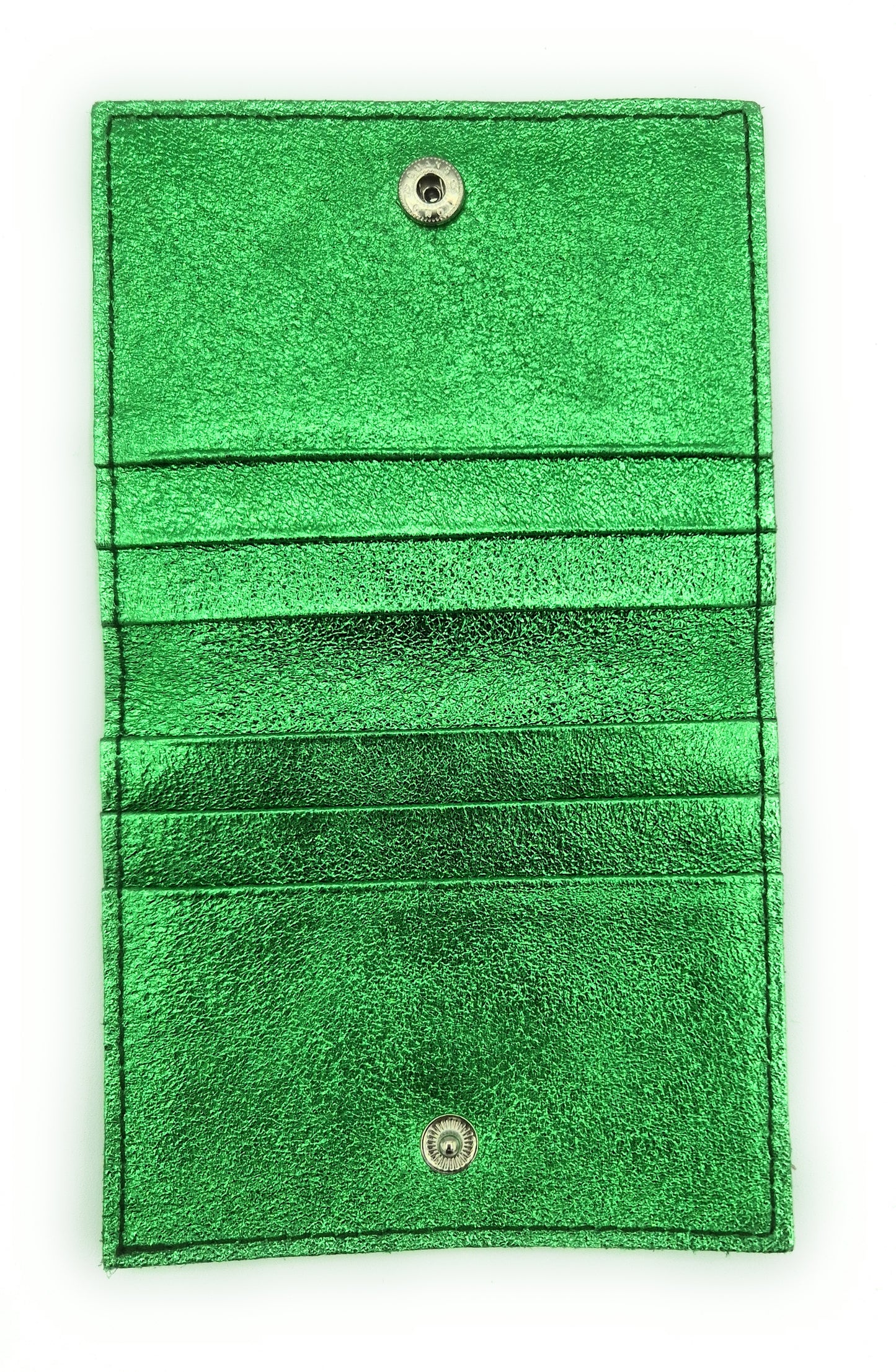 Porte-cartes Asha en cuir irisé italien ~ Vert émeraude