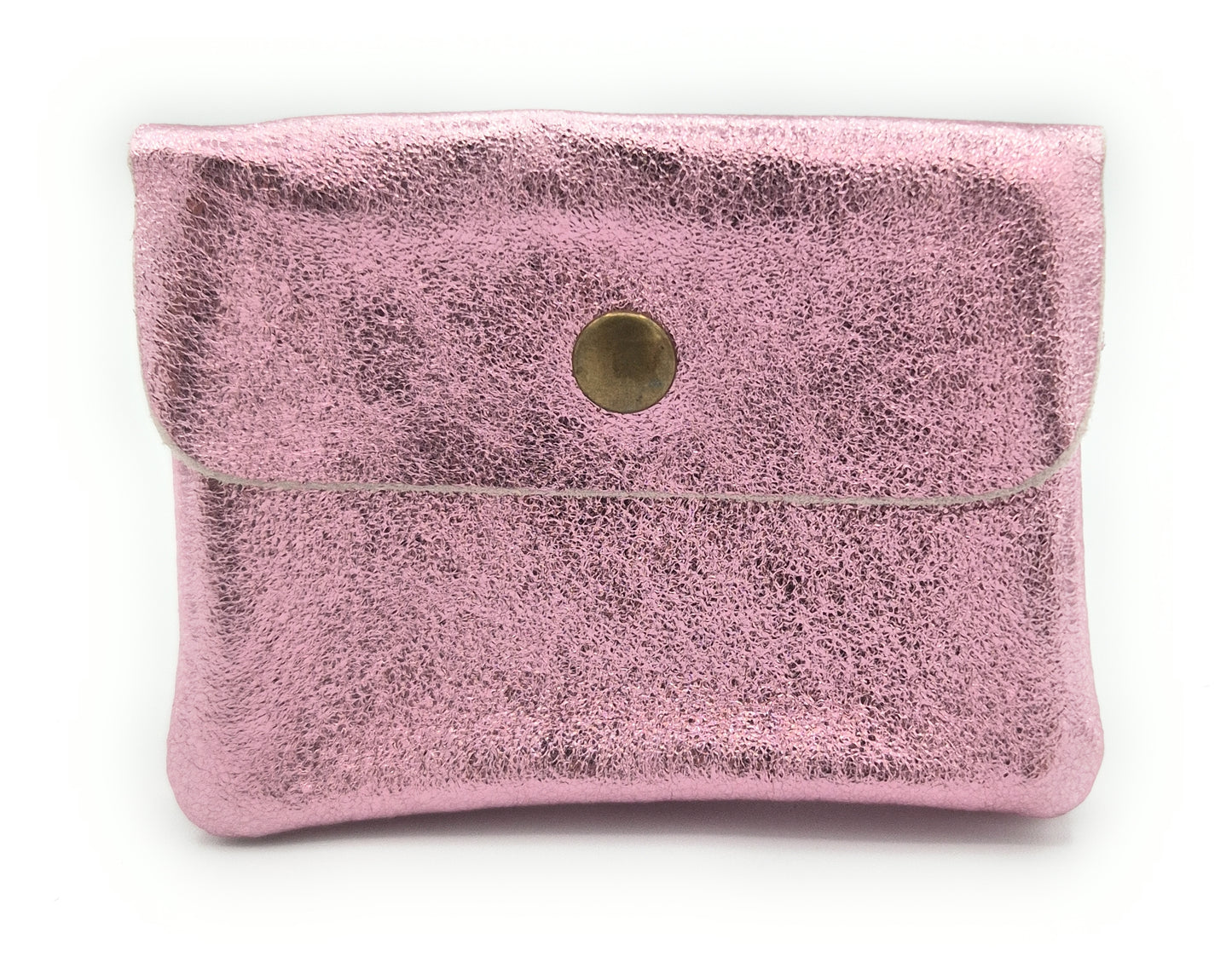 Porte-monnaie Aponi cuir irisé italien ~ Rose pâle