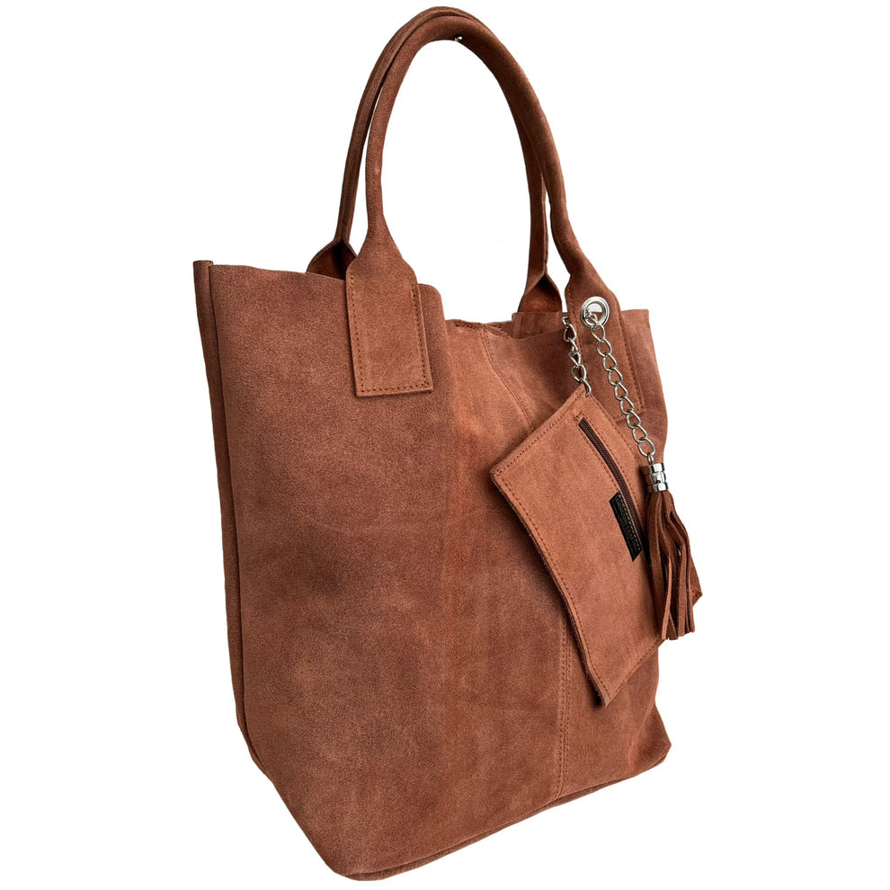 Sac shopper Aiyana en cuir suédé ~ Marron clair