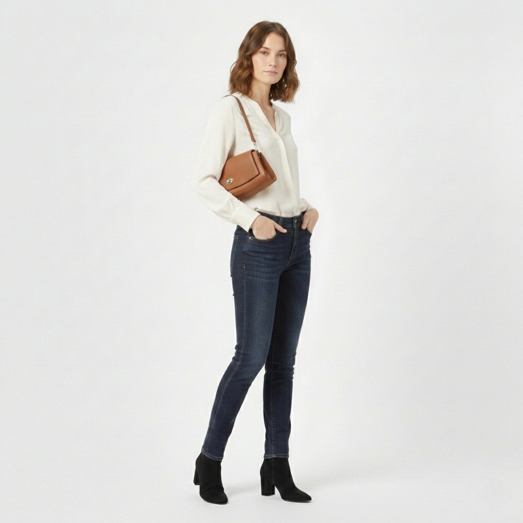Sac à bandoulière demi-lune en cuir Paco ~ Camel