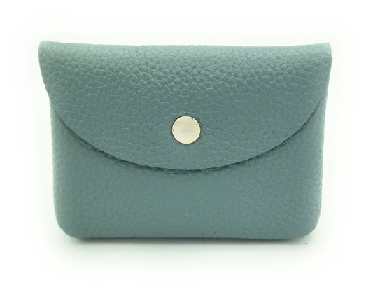 Porte-cartes Kanda en cuir ~  Bleu gris