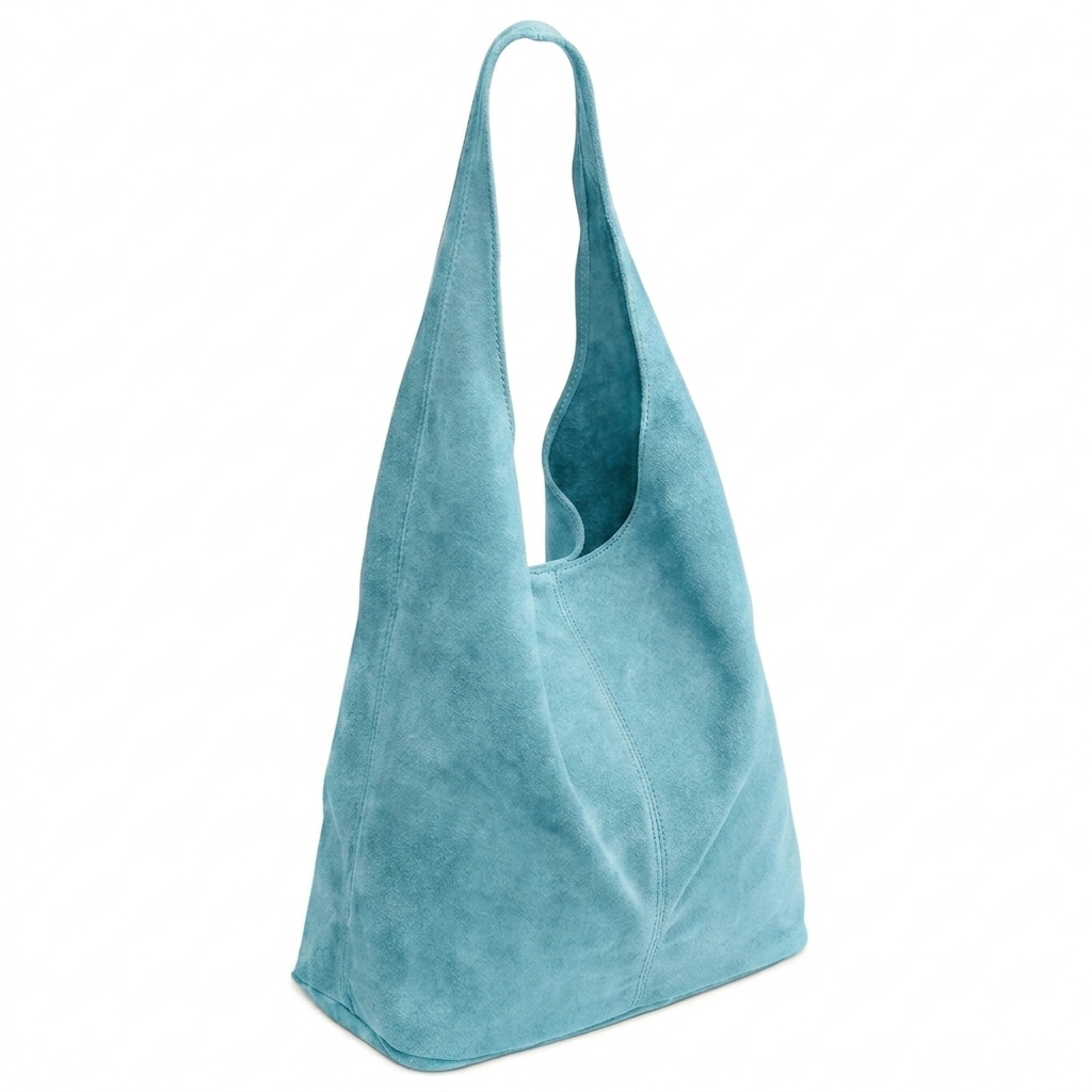 Sac cabas hobo cuir suédé Lulu ~ Bleu ciel