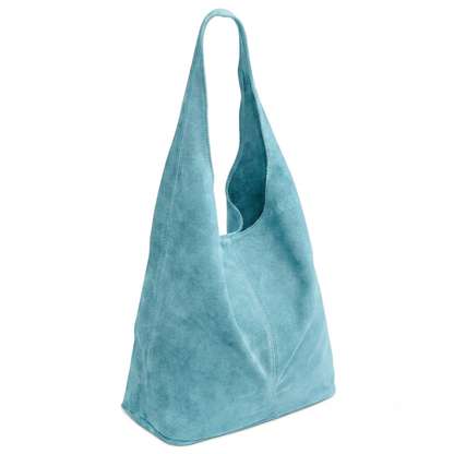 Sac cabas hobo cuir suédé Lulu ~ Bleu ciel