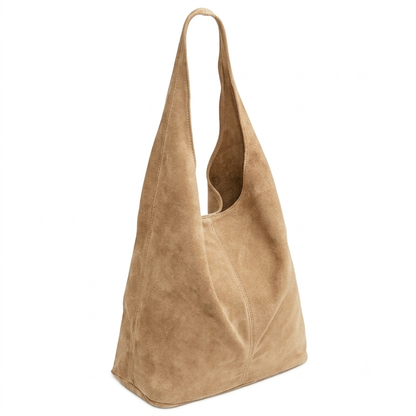 Sac cabas hobo cuir suédé Lulu ~ Beige