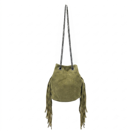 Anoki Suede Leather Purse ~ Olive Green