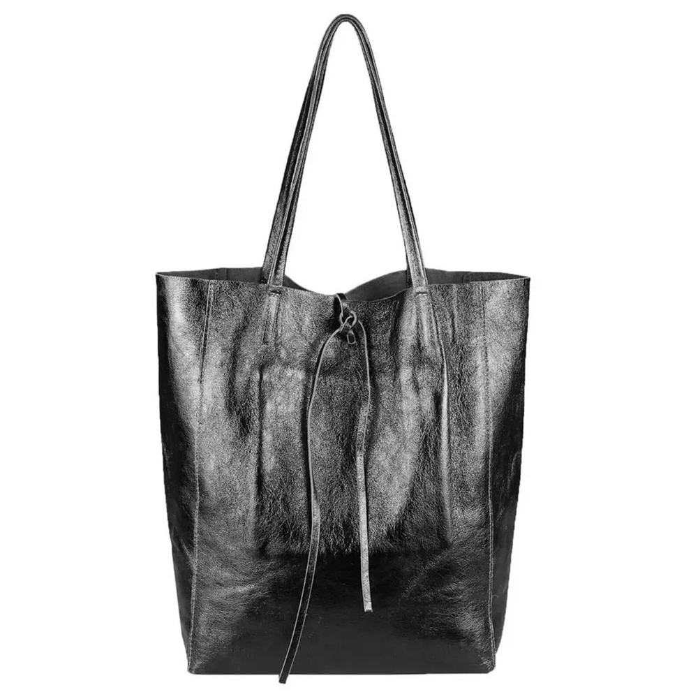 Taima sac shopper en cuir irisé ~ Noir