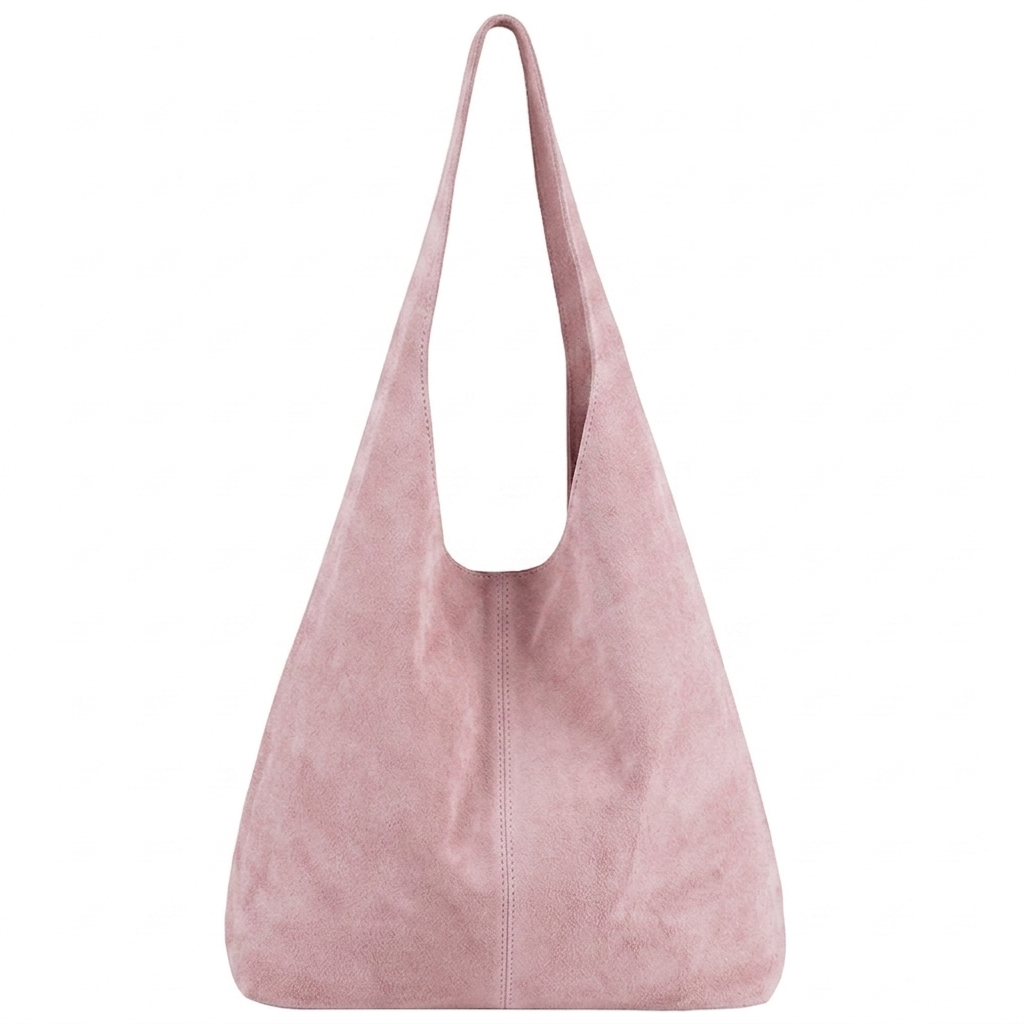 Sac cabas hobo cuir suédé Lulu ~ Rose pâle