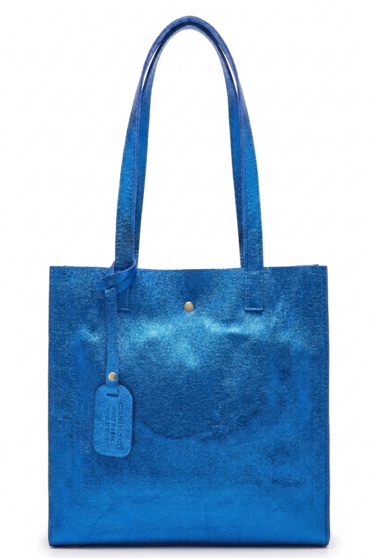 Sac shopper Dena en cuir irisé ~ Bleu royal