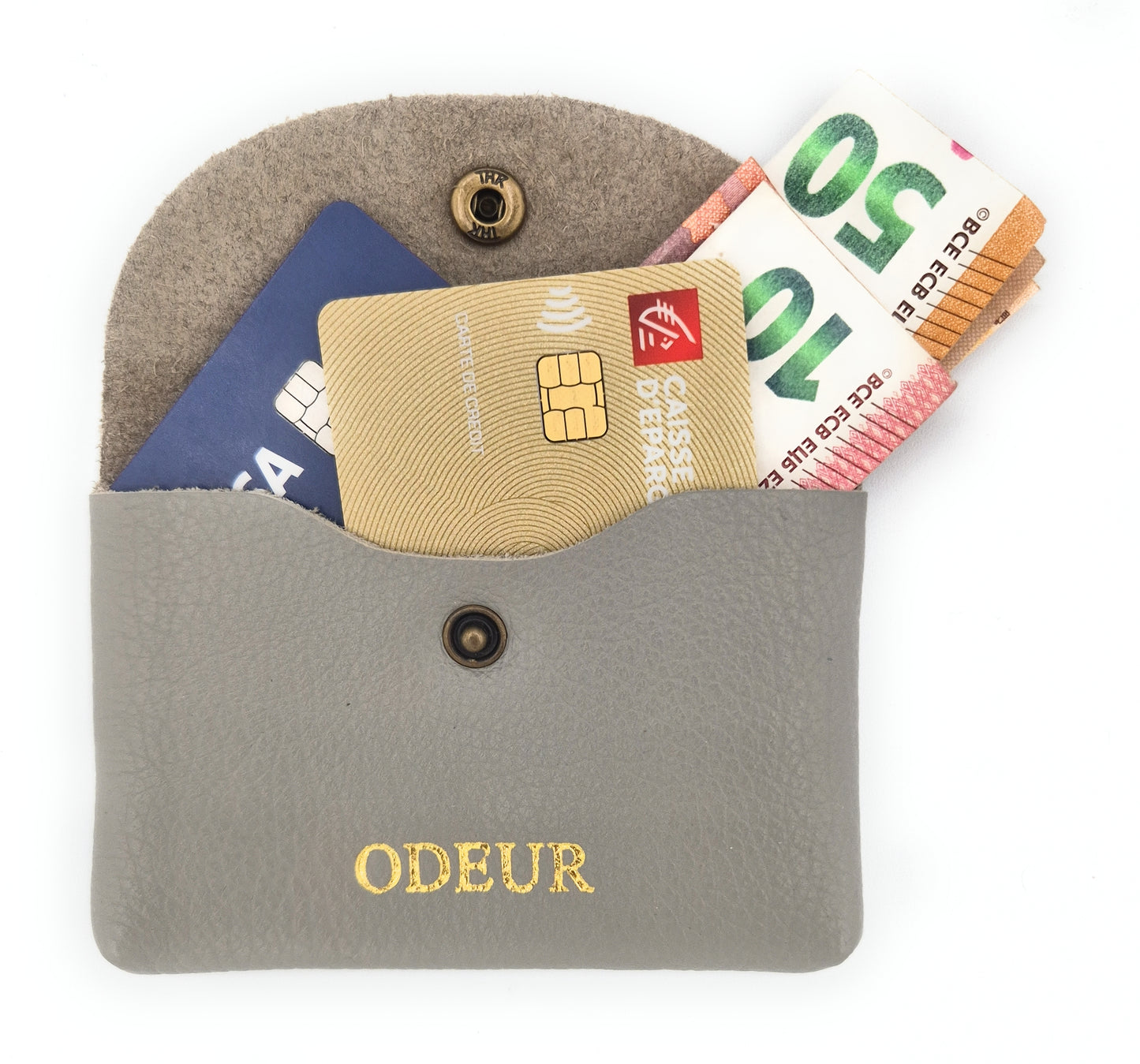 Porte-cartes Nita en cuir ~ Gris