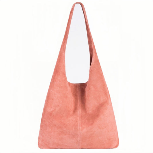 Sac cabas hobo cuir suédé Lulu ~ Corail