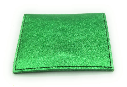 Porte-cartes Asha en cuir irisé italien ~ Vert émeraude