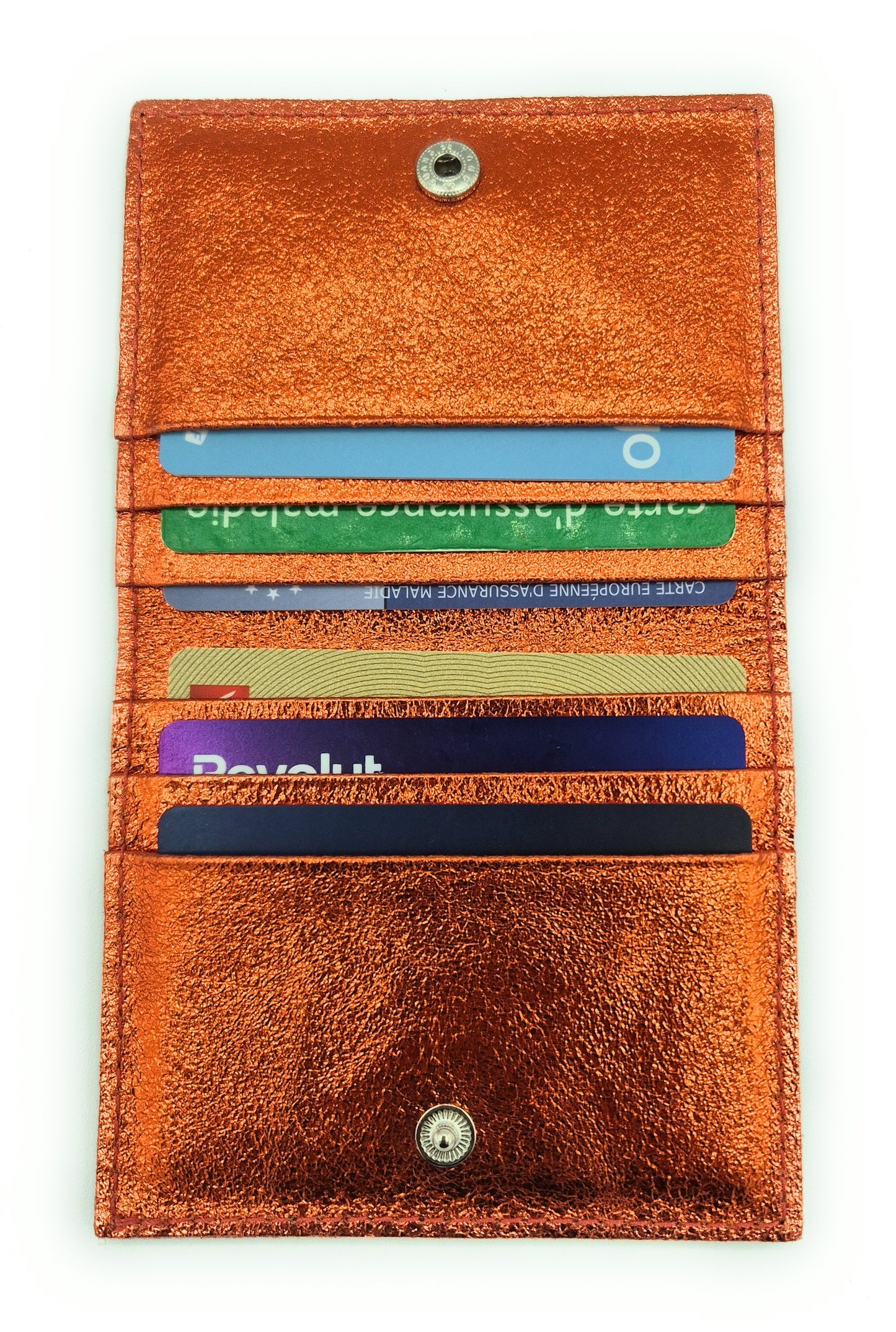 Porte-cartes Asha en cuir irisé italien ~ Orange