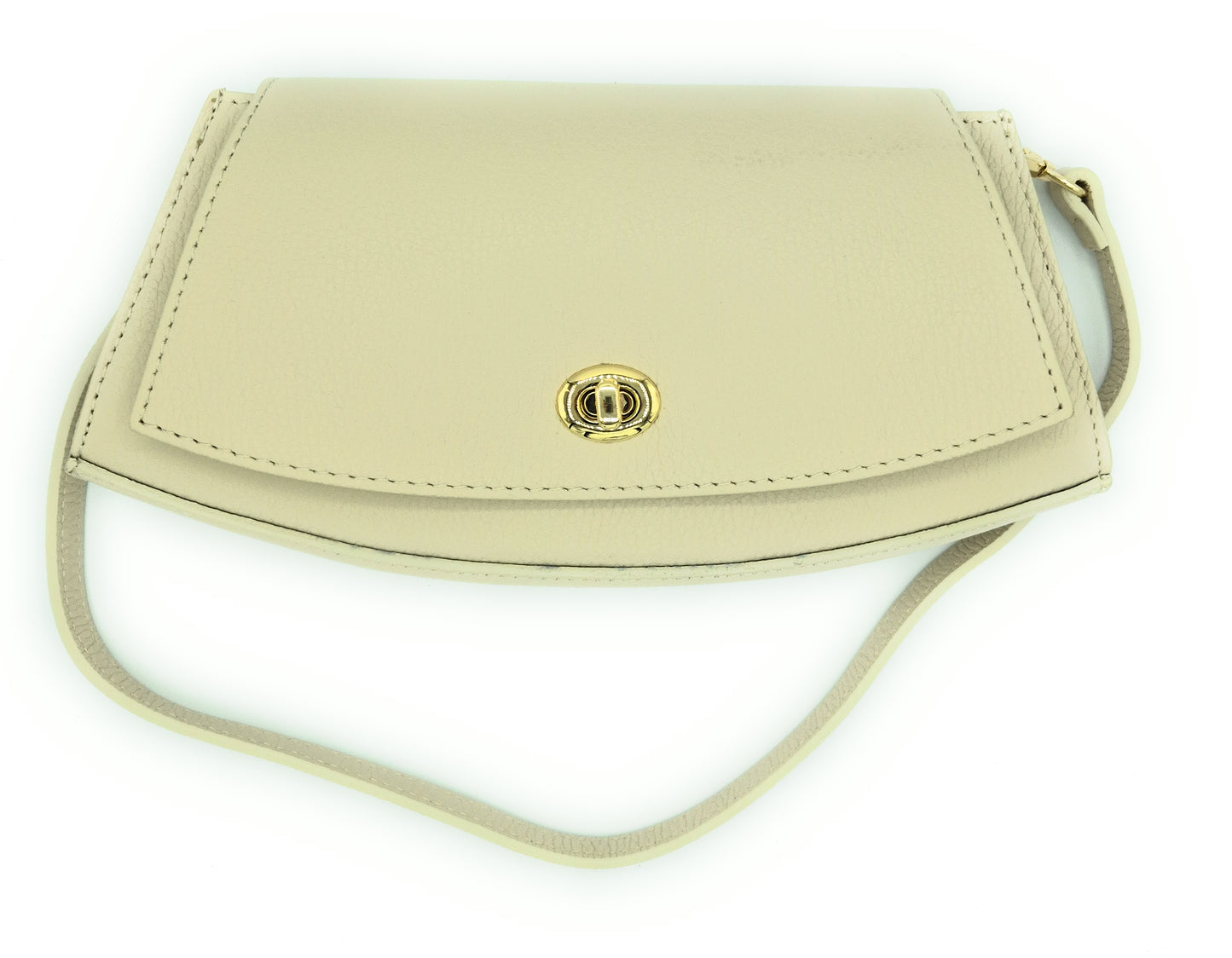 Paco Leather Half Moon Shoulder Bag ~ Beige