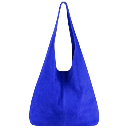 Sac cabas hobo cuir suédé Lulu ~ Bleu royal