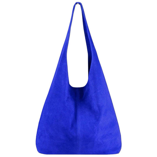 Sac cabas hobo cuir suédé Lulu ~ Bleu royal