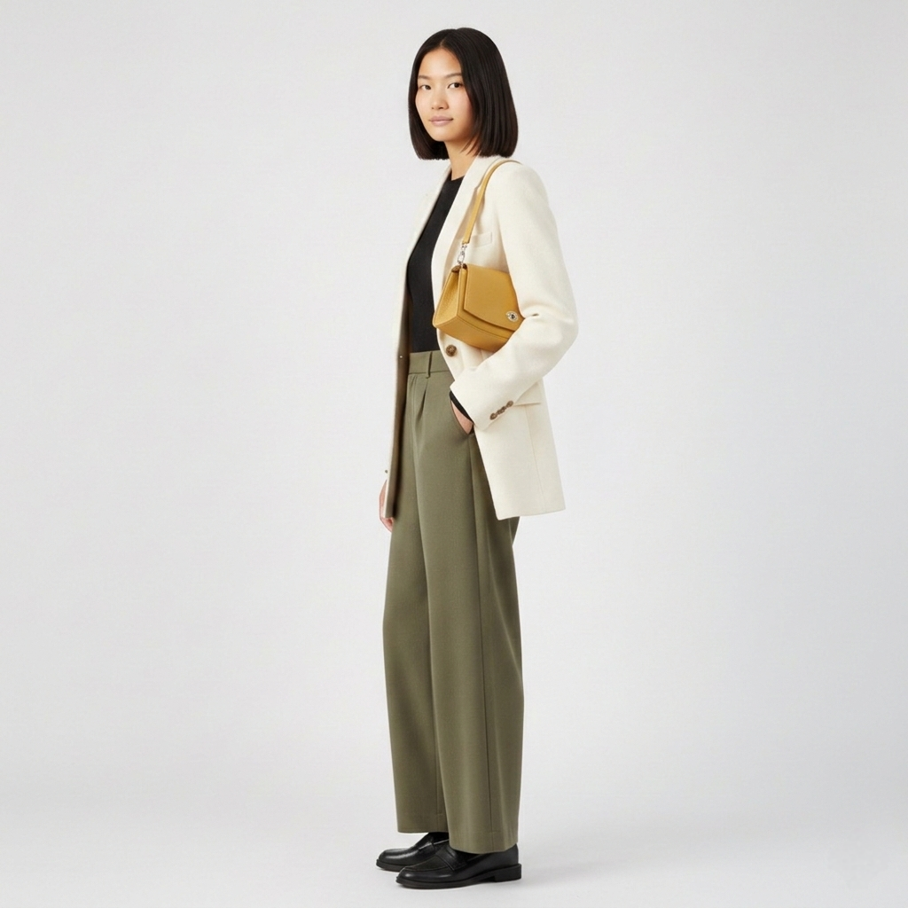 Sac à bandoulière demi-lune en cuir Paco ~ Jaune ocre