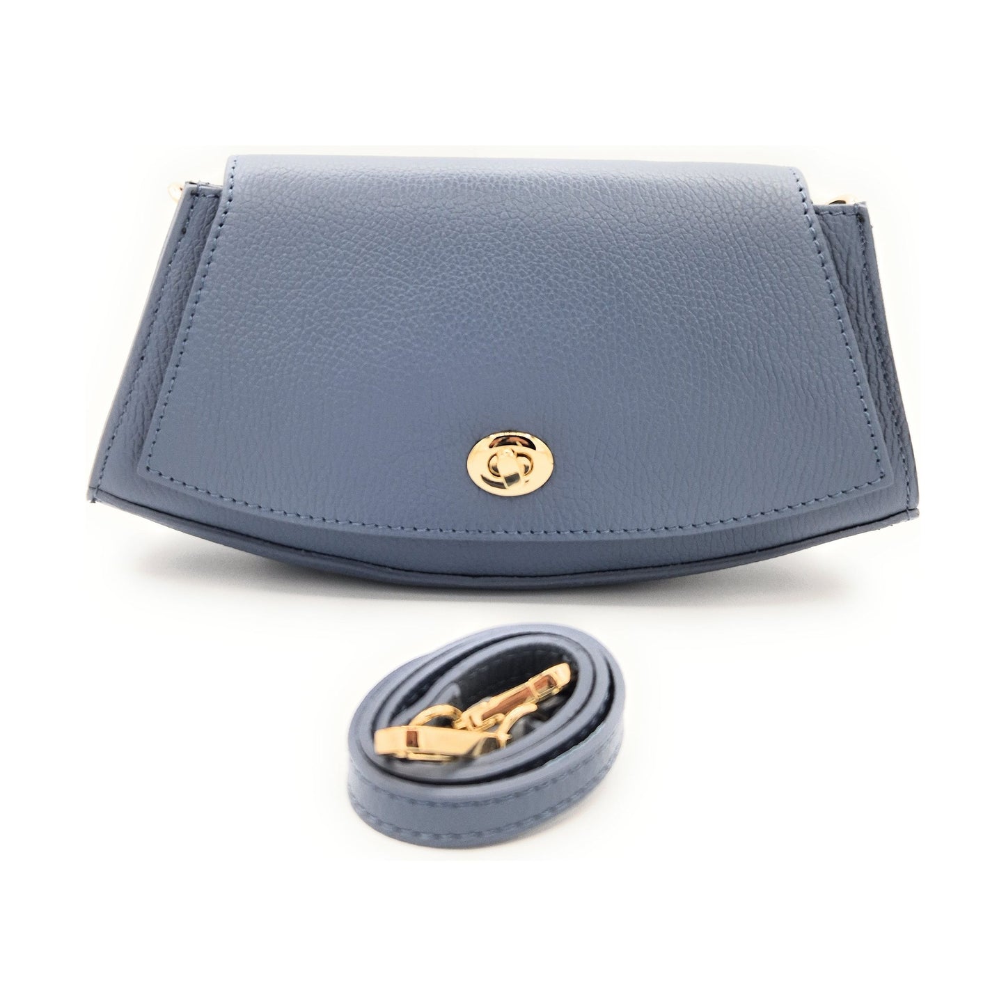 Paco Leather Half Moon Shoulder Bag ~ Sky Blue