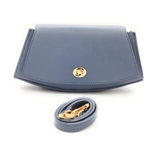 Paco Leather Half Moon Shoulder Bag ~ Sky Blue