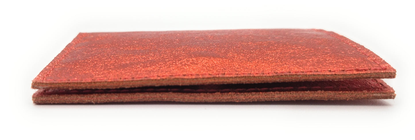 Porte-cartes Asha en cuir irisé italien ~ Orange