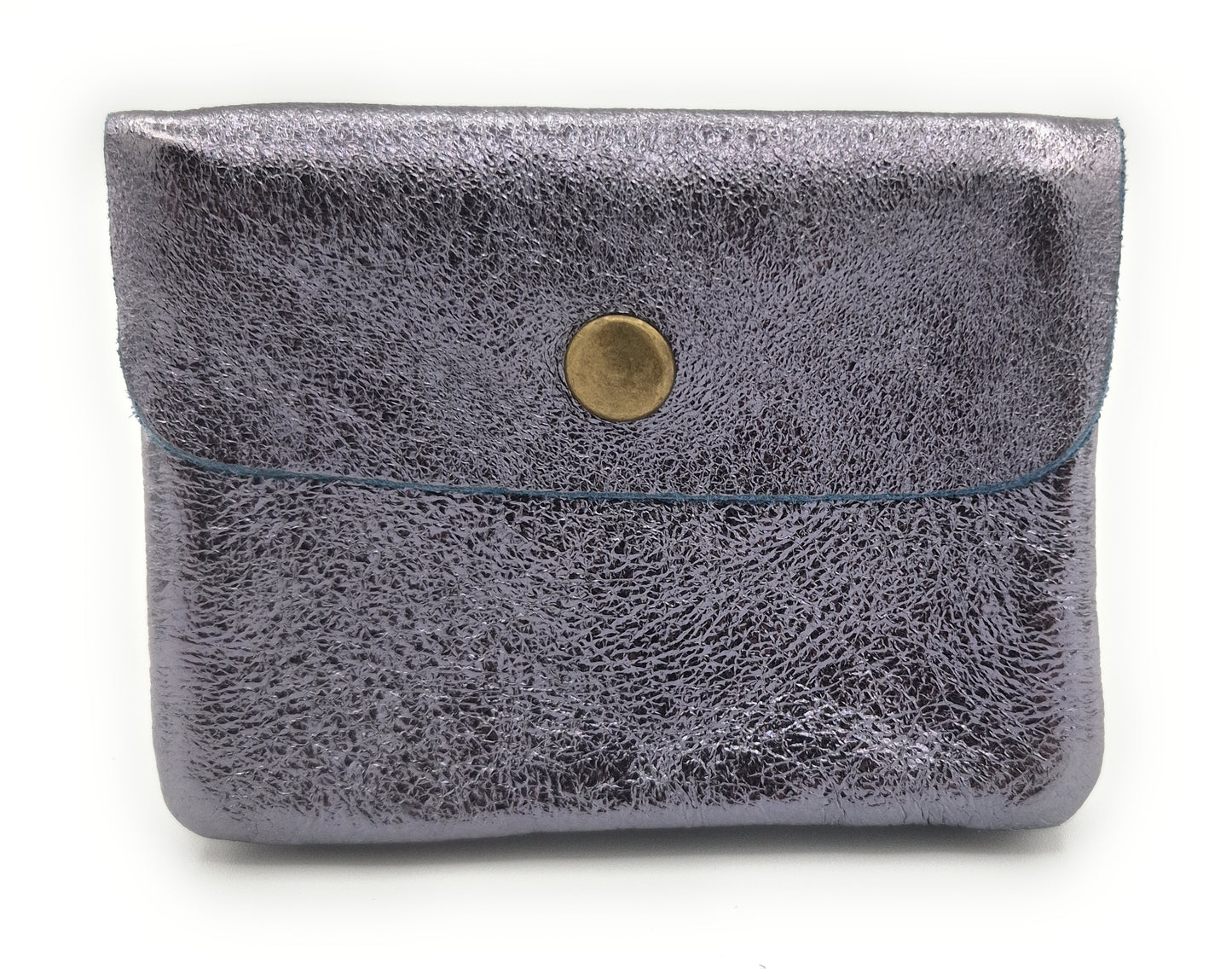 Porte-monnaie Aponi cuir irisé italien ~ Bleu jean