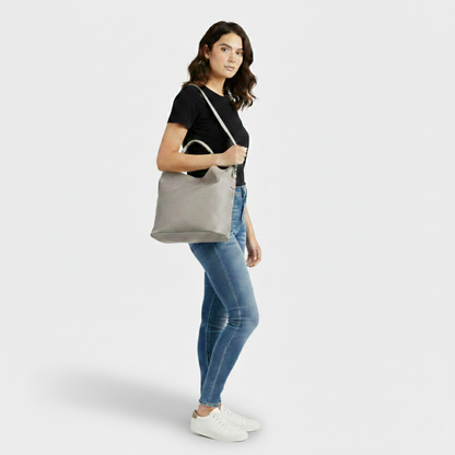 Oneida 2-in-1 Faux Leather Bucket Bag ~ Grey