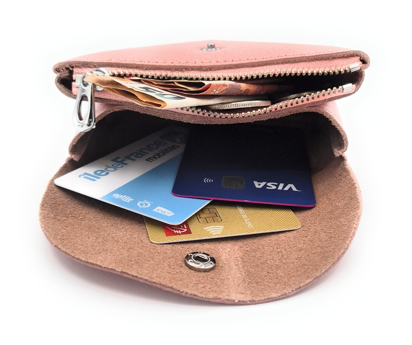 Porte-monnaie Anaba en cuir ~ Rose pâle