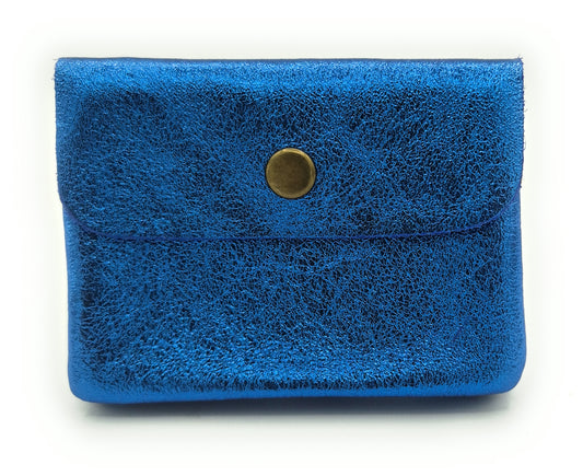 Porte-monnaie Aponi cuir irisé italien ~ Bleu royal