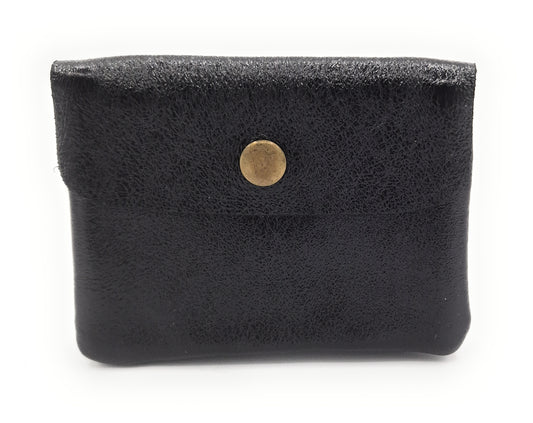 Porte-monnaie Aponi cuir irisé italien ~ Noir