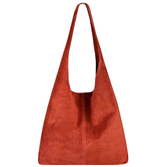 Sac cabas hobo cuir suédé Lulu ~ Rouge brique