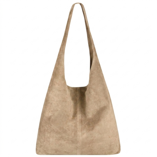 Sac cabas hobo cuir suédé Lulu ~ Beige