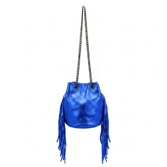 Sac bourse Anoki en cuir irisé ~ Bleu royal